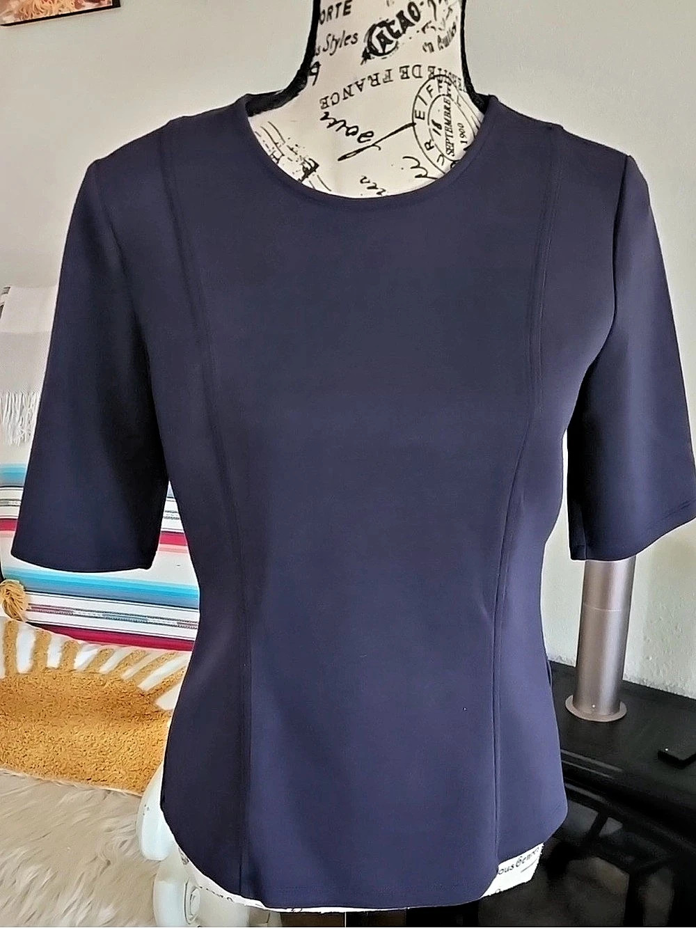 Banana Republic Soft Touch Scuba Fitted Top Blue Small